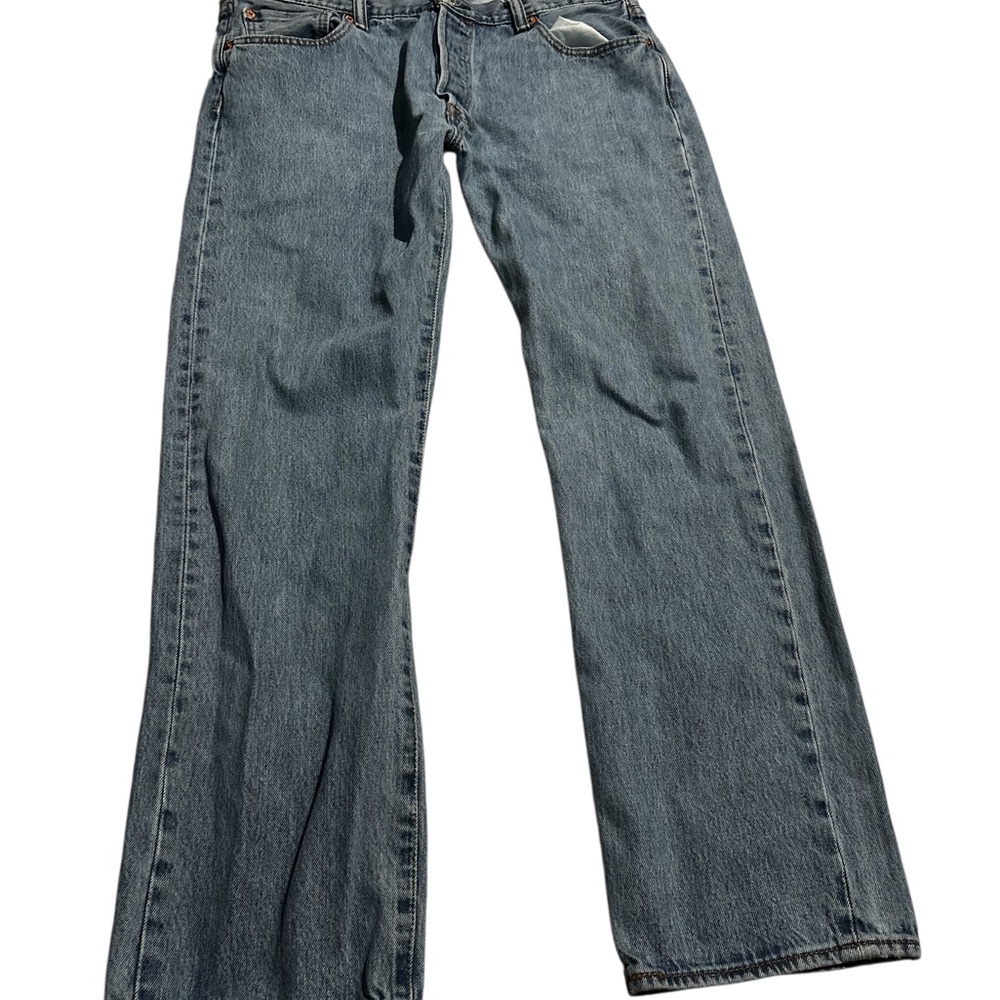 Levis Mens Blue Denim Medium Wash Straight Leg Jeans Size 36 x 32
